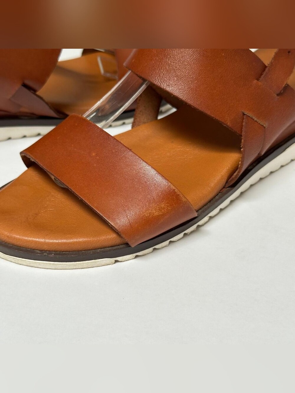 Bertuchi Spain Brown Leather Slingback Sandals Size 39 US 8/8.5 Wedge Platforms - Picture 8 of 16